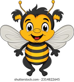 Delightful Cartoon Bee Vector Illustration. A Charming and Playful Insect Character isolated on White Background.