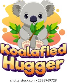 A delightful cartoon illustration of a koala hugging a 'koalafied' hugger