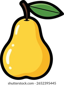  Um encantador desenho animado ilustração de uma pera madura, mostrando suas cores vibrantes verde e amarelo. Ideal para projetos relacionados a alimentação saudável, produtos frescos, ilustrações de frutas e educação 