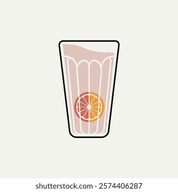 A delightful cartoon smoothie glass filled with vibrant fruit slices like orange and strawberry. The glass has a cheerful smile, and a slice of fruit sits on the rim, adding a playful touch