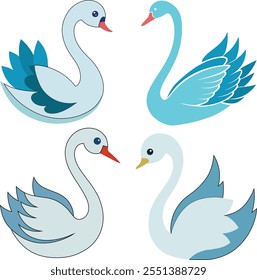 A delightful cartoon swan vector illustration featuring graceful curves and elegant details. Perfect for creative projects, this charming design suits themes like nature,