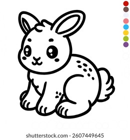 A delightful cartoon-style bunny illustration with big round eyes and fluffy details.