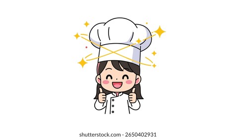 Chef delicioso dando polegares com brilhos e estrelas entusiasta culinária profissional