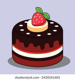  a delightful chocolate cake adorned with fresh strawberries captivates with mesmerizing visual details.