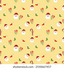 delightful Christmas pattern bursting with festive cheer,Perfect for wrapping paper, cards, or any holiday project.