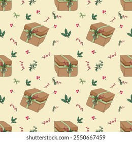 delightful Christmas pattern bursting with festive cheer,Perfect for wrapping paper, cards, or any holiday project.