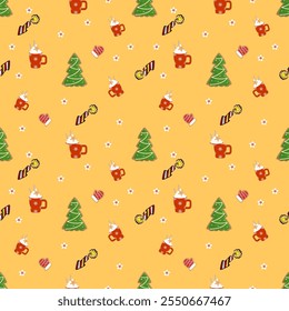 delightful Christmas pattern bursting with festive cheer,Perfect for wrapping paper, cards, or any holiday project.