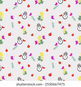 delightful Christmas pattern bursting with festive cheer,Perfect for wrapping paper, cards, or any holiday project.