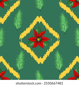 delicioso padrão de Natal transbordando com alegria festiva, Perfeito para papel de embrulho, cartões, ou qualquer projeto de férias.