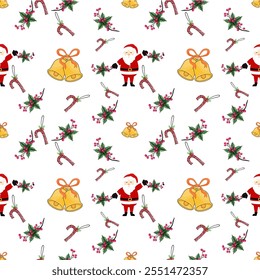 delightful Christmas pattern bursting with festive cheer,Perfect for wrapping paper, cards, or any holiday project.