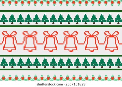 delightful Christmas pixl pattern bursting with festive cheer,Perfect for wrapping paper, cards, or any holiday project.