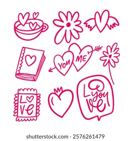 A delightful collection of doodles and illustrations about love, perfect for your romantic projects