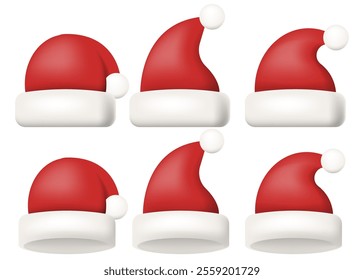 A delightful collection of festive Christmas Santa hats perfect for holiday celebrations