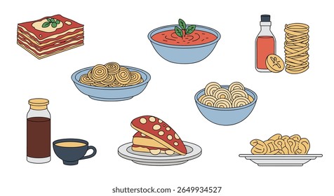 A delightful collection of italian inspired food dishes and beverages presented creatively