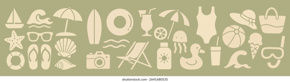 A delightful collection of vector summer vacation icons showcasing carefree days and endless possibilities for a perfect getaway