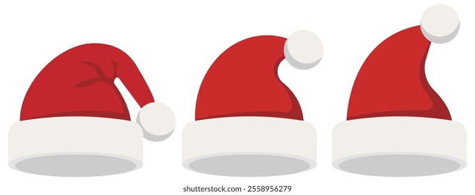 A delightful collection of vibrant Red Santa Hats perfect for various Holiday Themes