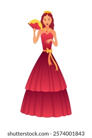 A delightful of colorful dresses showcasing charming cartoon princess and character