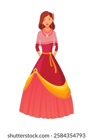 A delightful of colorful dresses showcasing charming cartoon princess and character