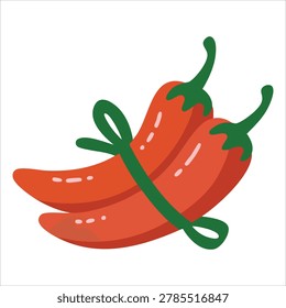 Delightful creative composition with doodle rich red hot chili pepper bunch peppers tied string hand drawn fresh shown as friendly flat illustration for educational materials