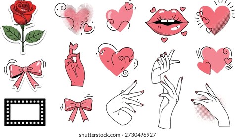 A delightful and creative vector illustration of a red heart, embellished with playful, swirling lines for a romantic touch.