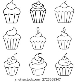 Deliciosas Ilustraciones de Cupcake para colorear