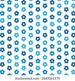 Delightful Daisy Dance A Cheerful Pattern of Blue Blossoms on a White Backdrop