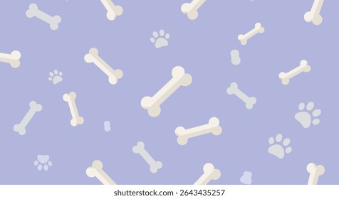 A Delightful Dog's Dreamscape Whimsical Background with Bones and Paw Prints