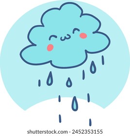 Encantadora llovizna de nube sonriente ilustración de lluvia. Es perfecto para libros infantiles, materiales educativos o cualquier proyecto creativo