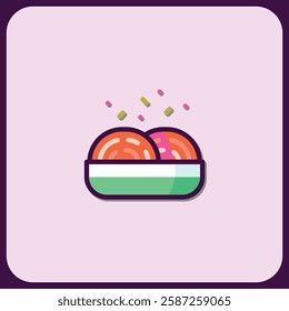 Delightful Duo of Dessert Balls in a Bowl Icon