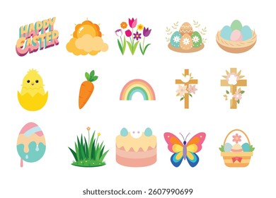 Delightful Easter Illustrations A Collection of Cute Springtime Graphics Perfect for Cards, Websites, and More! Download High-Quality Easter Bunny, Egg, and Flower Designs.
