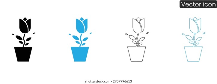 Ícone de flor delicioso definido para várias necessidades de design. Perfeito para campanhas de primavera e projetos criativos. Disponível nos estilos preto, azul e de contorno.