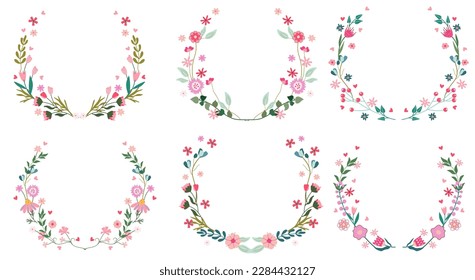 Delightful flower-filled vector wreath design for versatile use in cards, home decoration, posters, and clothing. Vector illustration.