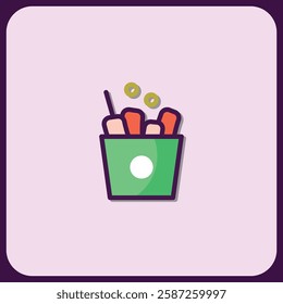 Delightful Fried Snacks in a Green Container Icon