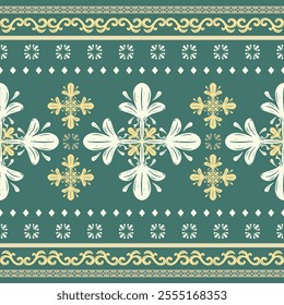 Delightful of Greenish Pattern. Graceful and Honor Victorian Style Embroidery. Elaborate Scroll Ornament Leaves and Blossom Seamless Vector for All Decoration, Fashion, Carpet, Manly, Men's Wear, Tie