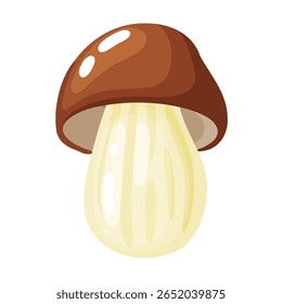 A delightful hand-drawn doodle illustration of a classic porcini mushroom with a rich brown cap and a thick, light-colored stem. This charming digital artwork is perfect for autumn-themed designs, cul