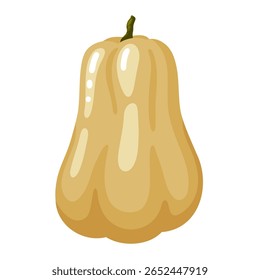 A delightful hand-drawn doodle illustration of a light-colored butternut squash, featuring its distinctive elongated, pear-like shape. This charming digital artwork is perfect for autumn-themed design
