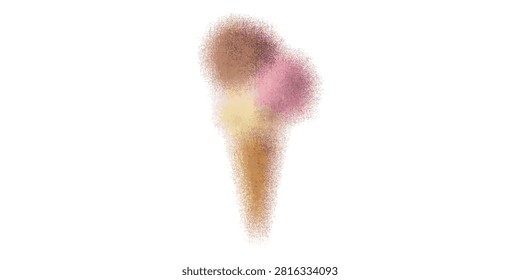 A delightful ice cream cone featuring two scoops of different flavors, possibly chocolate and strawberry, presented on a clean white background.