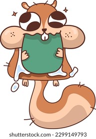 Delightful illustration captures the joy and satisfaction of a little squirrel as it munches on a delicious avocado. Its puffy cheeks are evidence of its enthusiastic appetite, making this scene all t