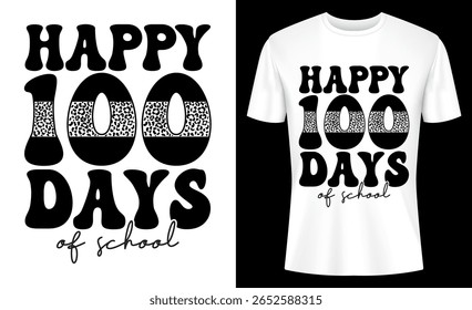 Delightful illustration celebrates the milestone of one hundred school days on a white tee mockup, adding a festive touch to any classroom occasion.