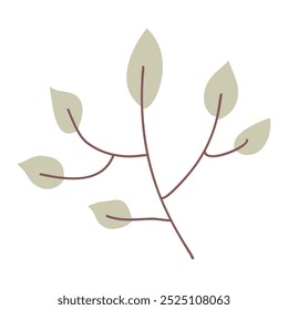 Delightful illustration featuring a graceful branch with leaves on a white background. This design adds a natural and whimsical touch to decor and various creative projects