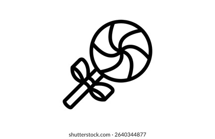 A delightful illustration of a lollipop with a ribbon bow. Perfect for sweet treat designs