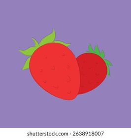 A delightful illustration showcasing fresh strawberries set against a vibrant purple background