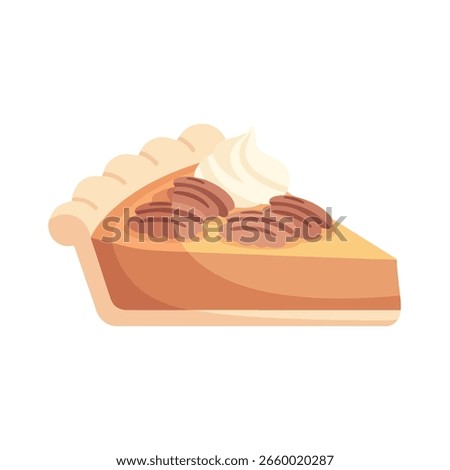a delightful illustration showcasing a slice of pecan pie a culinary masterpiece perfect for Thanksgiving festivities or any autumnal celebration. This artwork captures the essence of a
