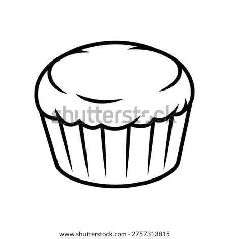 Delightful illustration of a single cupcake with a smooth top and fluted paper liner, exuding a sense of sweetness and simplicity, perfect for baking and dessert themes.