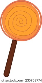 Delightful Orange Lollipop  for Halloween Isolated : A vibrant assortment of Halloween Orange lollipop, each adorned with playful. These lollipops whimsical fun to your Halloween celebration.