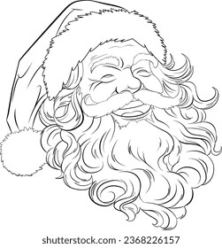 A delightful outline illustration of Santa Claus's face