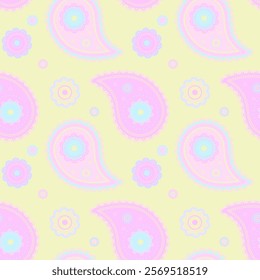 Delightful pastel paisley pattern.  Perfect for textiles, wallpaper, branding, and feminine designs.  Soft, whimsical, and endlessly repeatable. Ideal for springsummer projects.