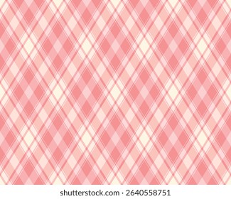 Delightful pastel pink and cream diagonal plaid pattern. Perfect for textile design, scrapbooking, website backgrounds, and romantic projects.