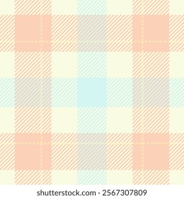 Delightful pastel plaid pattern in soft peach, light blue, and cream.  Ideal for textile designs, stationery, websites, and more.  Seamless repeat adds versatility for various applications.