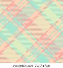 Delightful pastel plaid pattern in soft peach, mint green, and cream.  Perfect for textile design, website backgrounds, or any project needing a cheerful, trendy aesthetic.